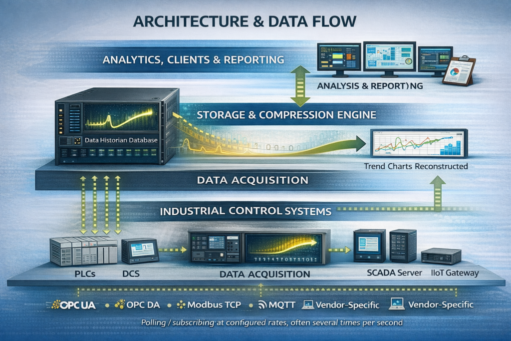 architecture & Data flow on industrial data historian